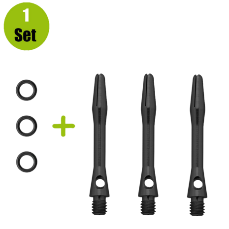 Lena Lena Aluminium Dartshafts + Rubber - Zwart