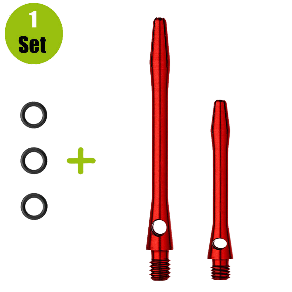 Lena Aluminium Dartshafts + Rubber - Rood afbeelding