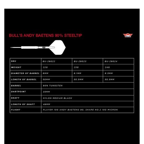 Bulls Andy Beatens 90% - Dartpijlen Bulls Andy Beatens 90% - Dartpijlen