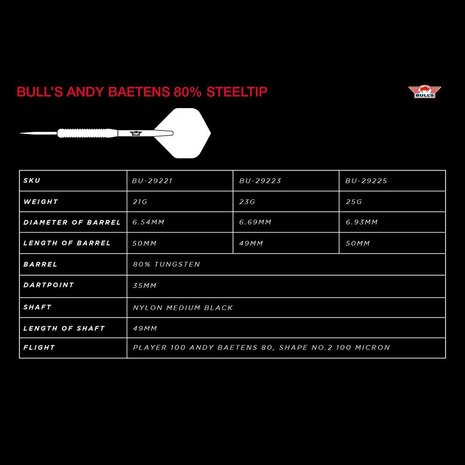Bulls Andy Beatens 80% - Dartpijlen Bulls Andy Beatens 80% - Dartpijlen