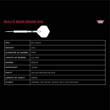 Bulls Bear Brass 24 gram - Dartpijlen Bulls Bear Brass 24 gram - Dartpijlen