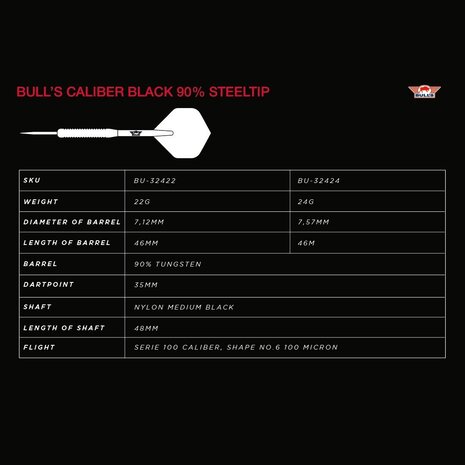 Bulls Caliber Black 90% - Dartpijlen Bulls Caliber Black 90% - Dartpijlen