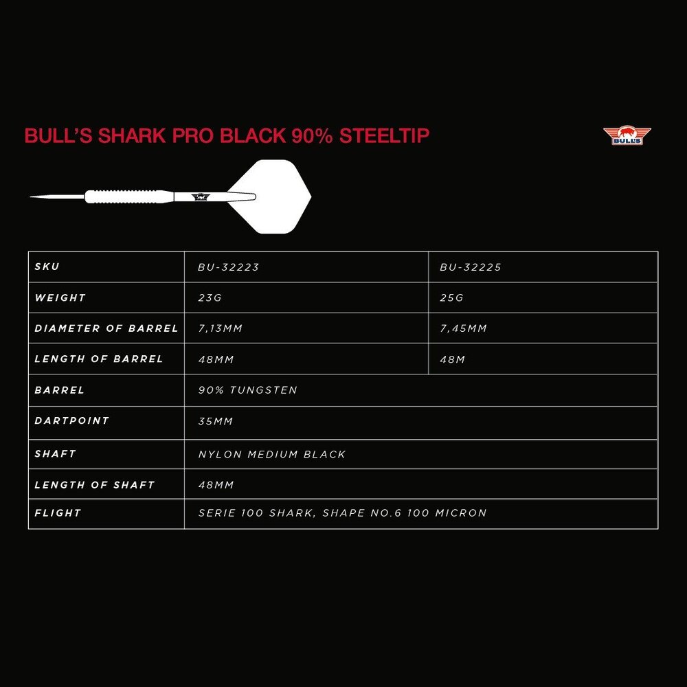 Bulls Shark Pro Black 90% - Dartpijlen