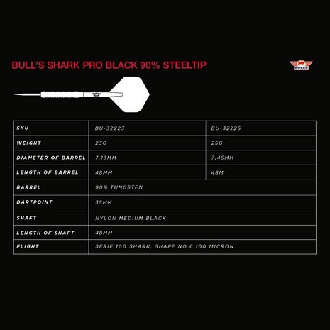Bulls Shark Pro Black 90% - Dartpijlen