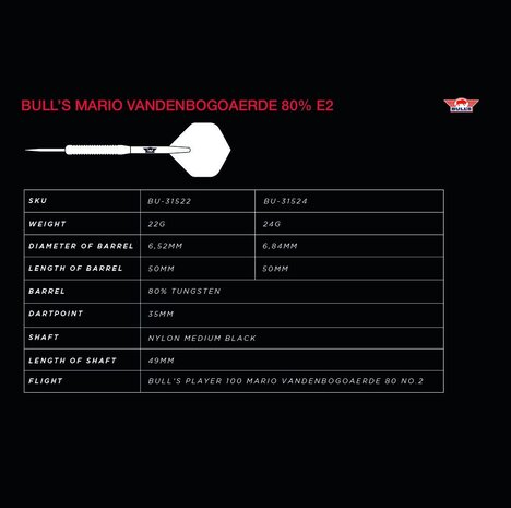 Bulls Mario Vandenbogaerde 80% E2 - Dartpijlen Bulls Mario Vandenbogaerde 80% E2 - Dartpijlen