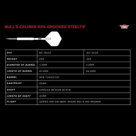Bulls Caliber Grooved 90% - Dartpijlen Bulls Caliber Grooved 90% - Dartpijlen