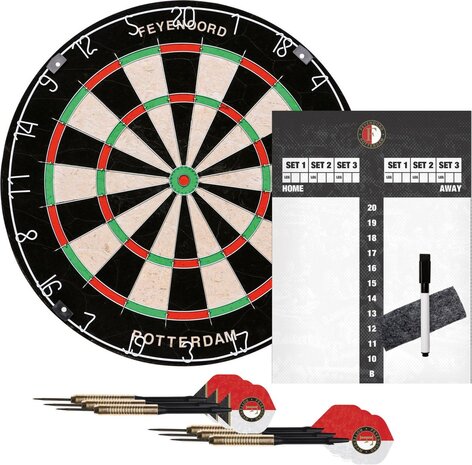 Feyenoord Officiële Feyenoord Darts Starterset - Complete bundel met dartbord, pijlen en scorebord Feyenoord Officiële Feyenoord Darts Starterset - Complete bundel met dartbord, pijlen en scorebord