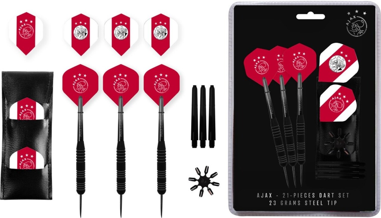 Ajax Officiële Ajax Brass Darts Set - 23 gram - Inclusief extra flights & shafts Ajax Officiële Ajax Brass Darts Set - 23 gram - Inclusief extra flights & shafts