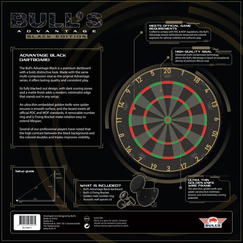 Bulls Bulls Advantage Black Dartboard Bulls Bulls Advantage Black Dartboard