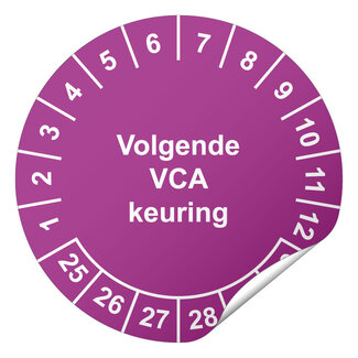 Keuringssticker Volgende VCA keuring