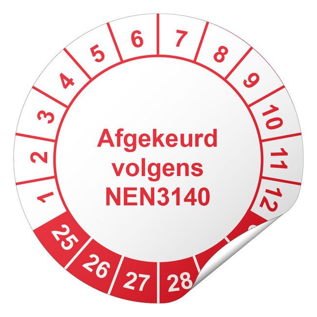 Keuringssticker afgekeurd volgens NEN 3140