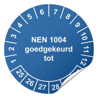 Keuringssticker NEN 1004 goedgekeurd tot