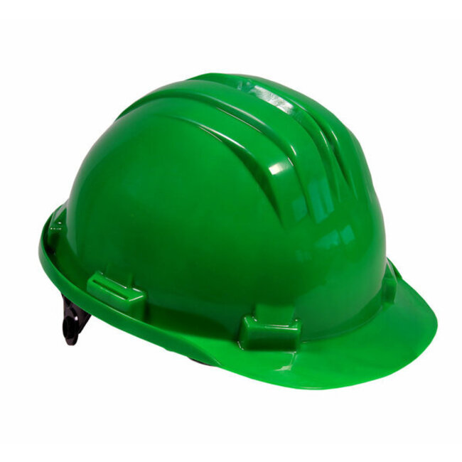 Groene bouwhelm met verstelbare draaiknop