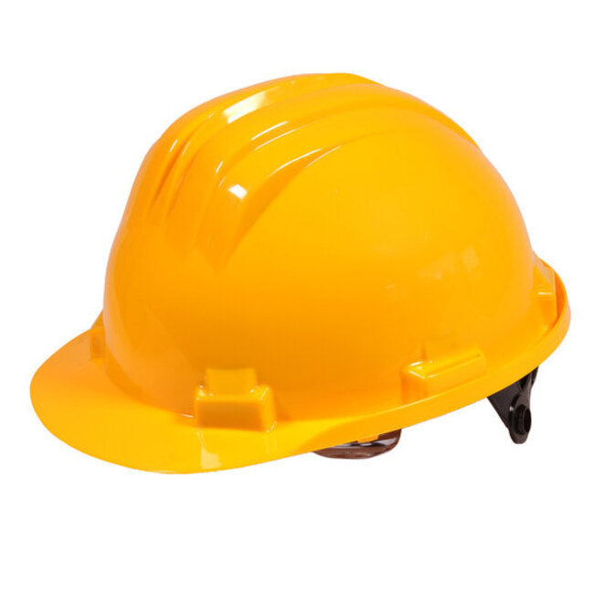Gele bouwhelm met verstelbare draaiknop