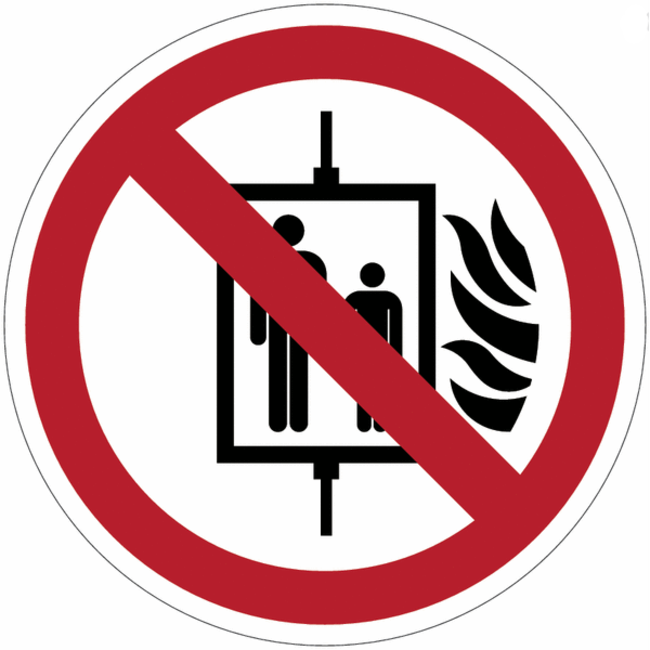 Verboden de lift te gebruiken bij brand pictogram