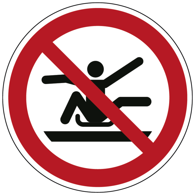 Armen en benen binnen de slee houden verbodspictogram