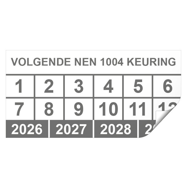 Keuringssticker volgende NEN 1004 keuring rechthoek