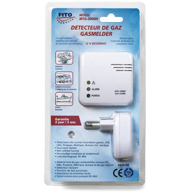 Fito 12V gasmelder incl. adapter en aanstekerplug