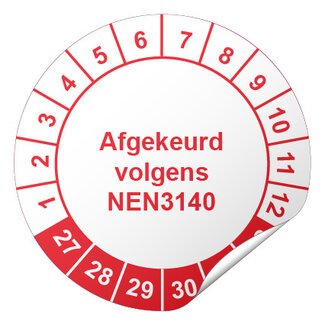 Keuringssticker afgekeurd volgens NEN 3140