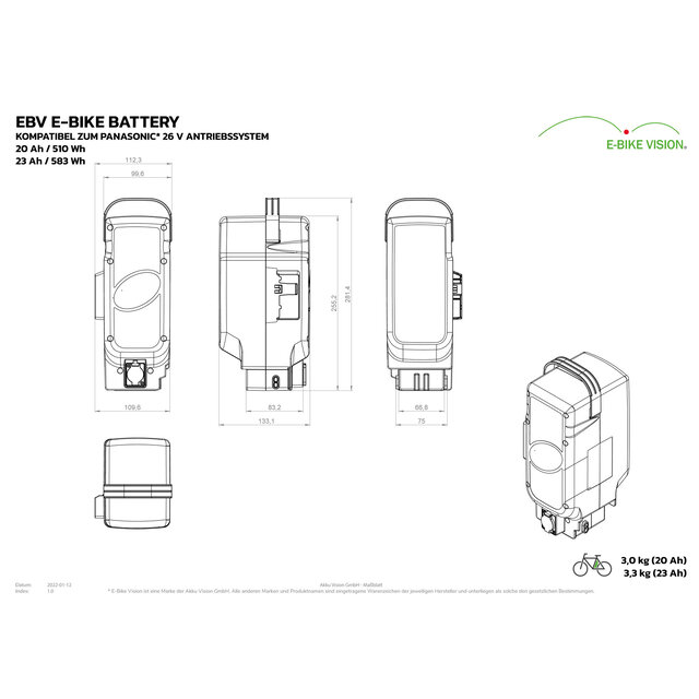 E-Bike Vision Accu Panasonic Accu