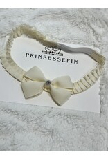 prinsessefin Haarband strik   Christina  0-3 maanden Antiek wit met Swarovski