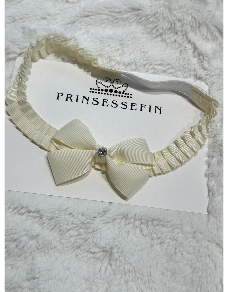 prinsessefin Haarband strik  Christina 3-6 maanden Antiek wit met Swarovski