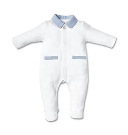 First First rompersuit   FIRST TEDDY ESSENTIALS AZZURO White-azurro