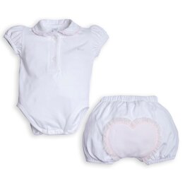 First First G SET body & bloomer hart froufrou white-pink
