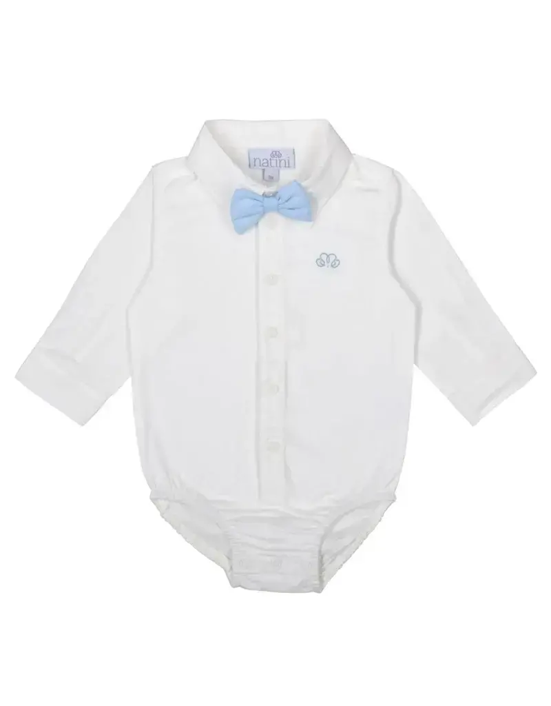 Natini Natini bodyshirt pierrot bow white-blue