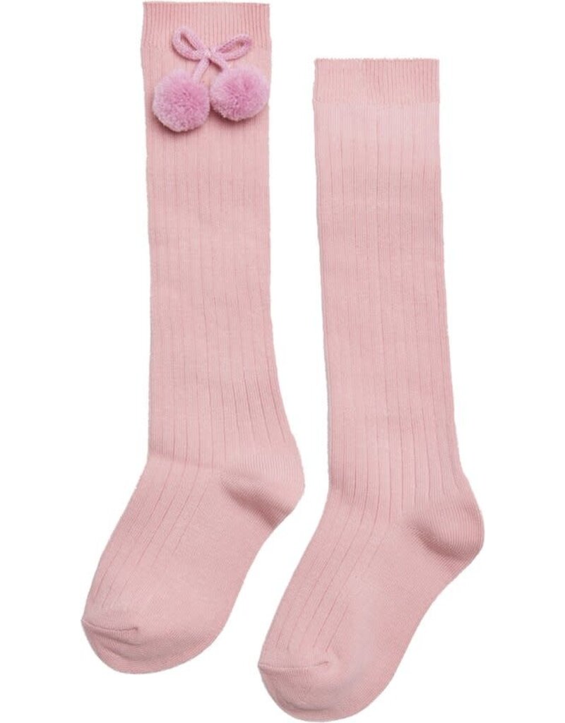 Sokken oud roze  - pompom