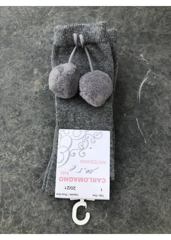 Kniekous met PomPom - grijs