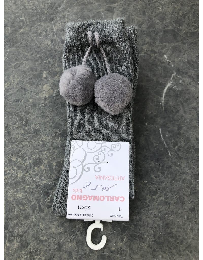 Kniekous met PomPom - grijs