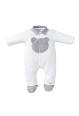 First First Combi in witte jersey met XL tricot teddybeer en details