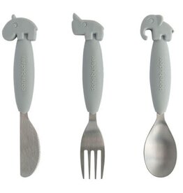 Done by Deer Done by Deer YummyPlus, Easy grip cutlery set, grey