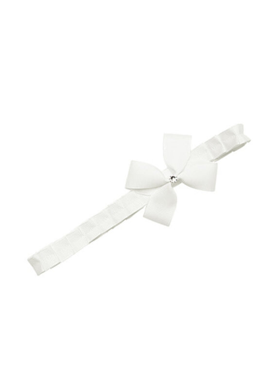 prinsessefin Haarband strik  Christina 3-6 maanden Antiek wit met Swarovski