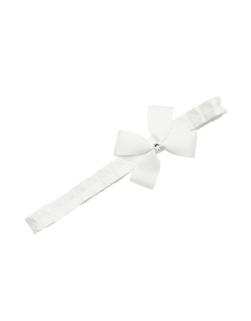 prinsessefin Haarband strik  Christina 3-6 maanden Antiek wit met Swarovski