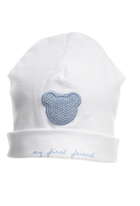 First First bonnet   FIRST TEDDY ESSENTIALS AZZURO White-Azzuro