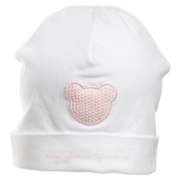 First First bonnet   FIRST TEDDY PRETTY PINK White-Blush Pink