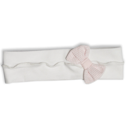 First First white hairband with pink striped bow