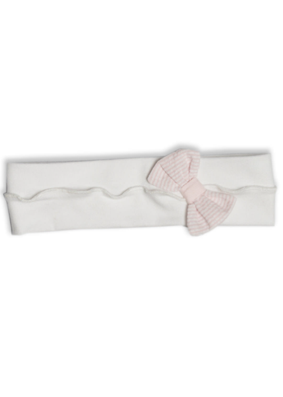 First First white hairband with pink striped bow