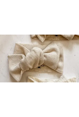 Petite Evelina Apparel Bow headband / natural Linen waffle