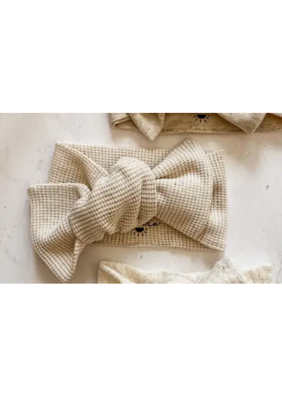 Bow headband / natural Linen waffle