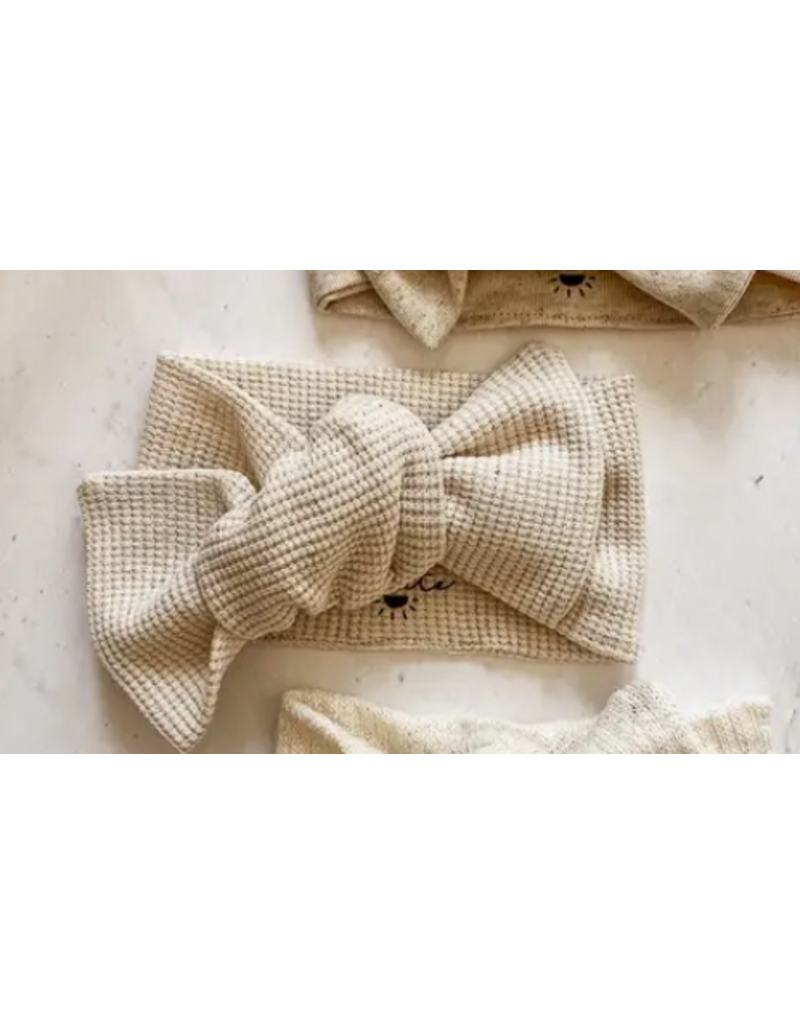 Bow headband / natural Linen waffle