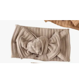 Bow headband / wide ribbed jersey - earth tones Dark beige
