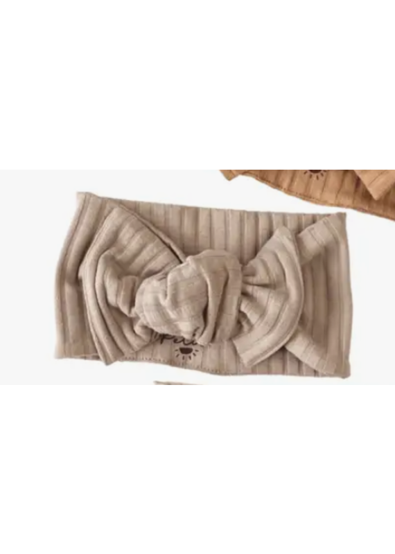 Bow headband / wide ribbed jersey - earth tones Dark beige