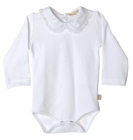 Baby Gi Baby Gi-WHITE COTTON BODYSUIT WITH LACE IN COLLAR
