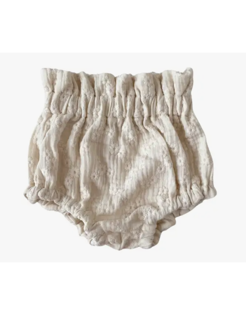 Petite Evelina Apparel Baby bloomers / embroidered flowers- ecru - 6-12m