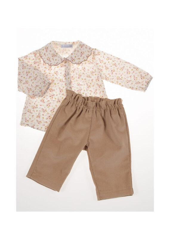 Barcellino Barcellino-2 stuks-gebloemd hemd met beige broek