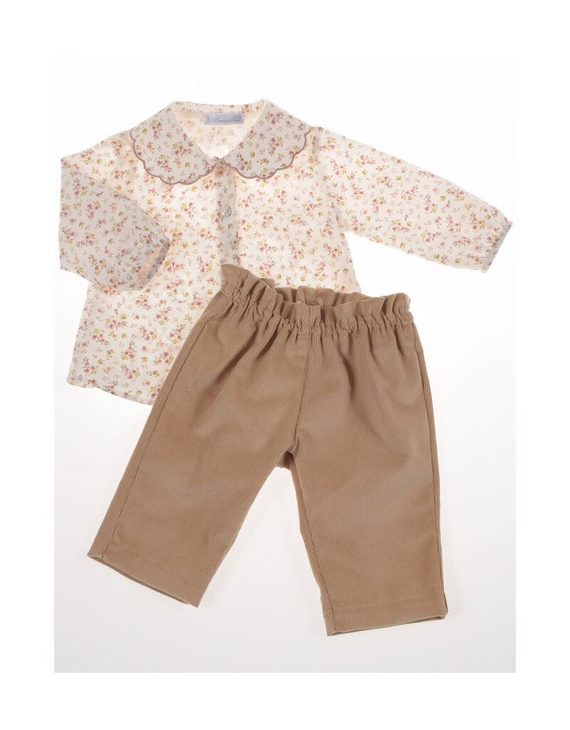 Barcellino Barcellino-2 stuks-gebloemd hemd met beige broek