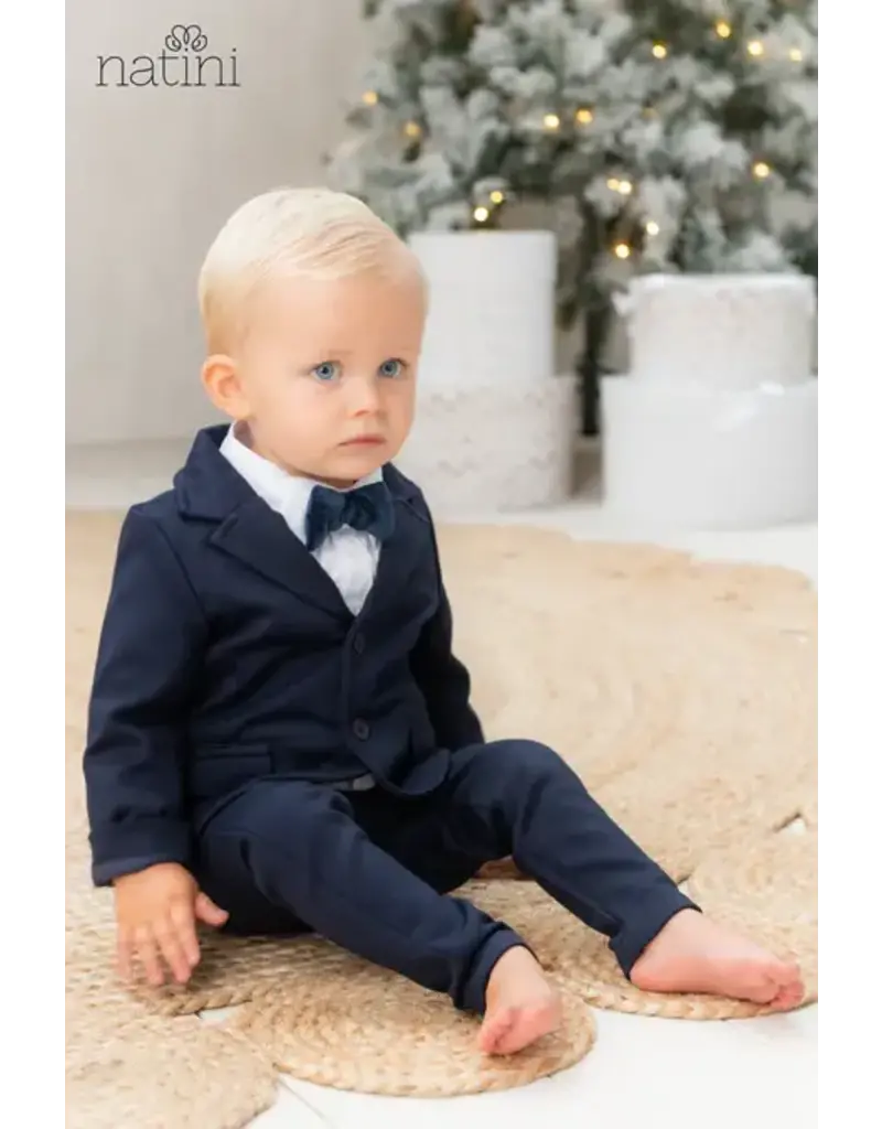 Natini Natini - bodyshirt body pierrot bow velvet blauw